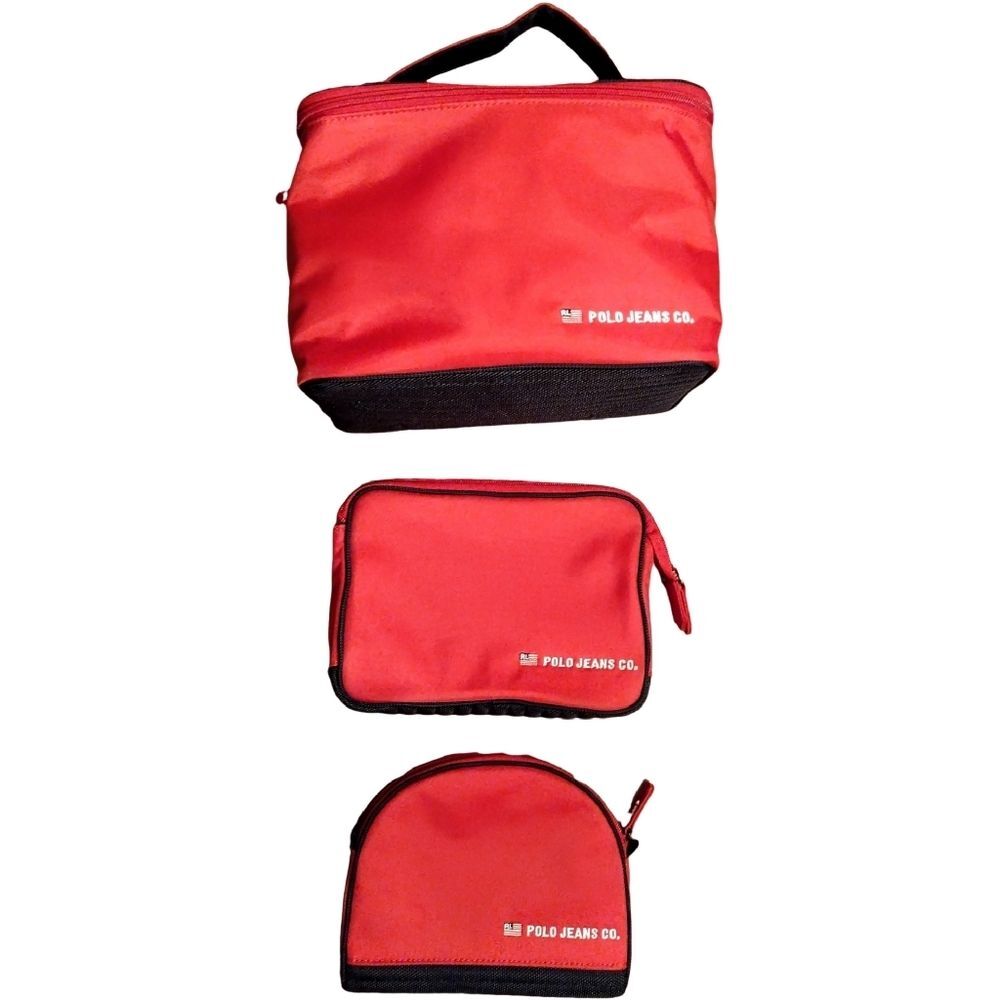 VTG Y2K Ralph Lauren Polo Jeans Co. Travel / Toiletry / Makeup Bags, 3 piece set